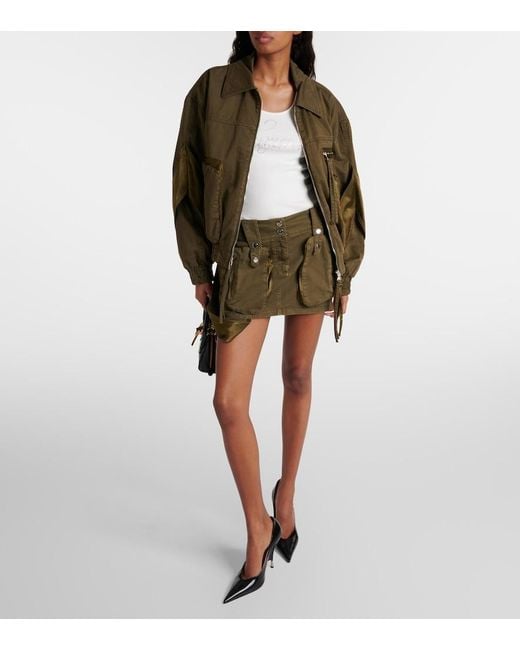 Blumarine Green Cotton Twill Miniskirt