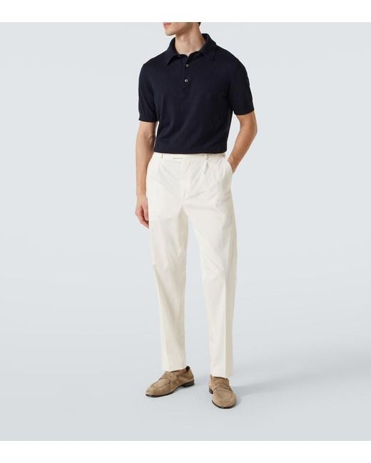 Zegna Blue Cotton Polo Shirt for men