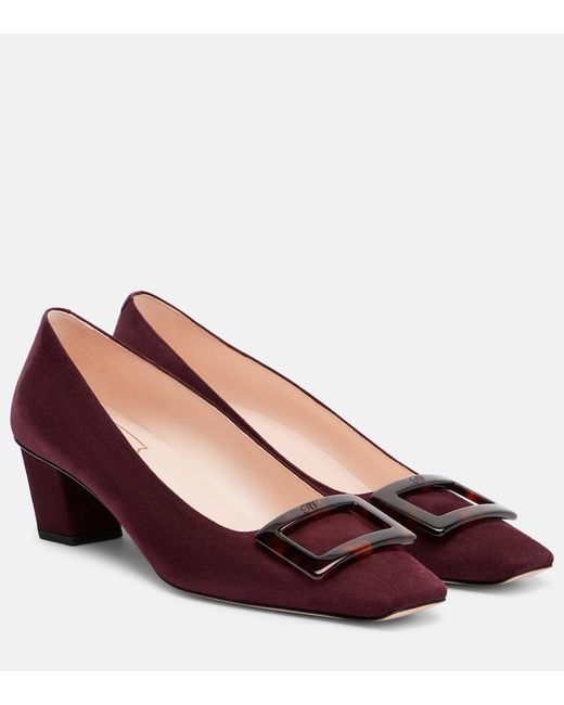 Roger Vivier Red Belle Vivier 45 Suede Pumps