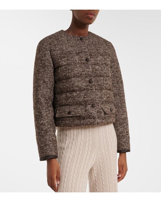 Agnona Brown Cropped Wool-Blend Puffer Jacket
