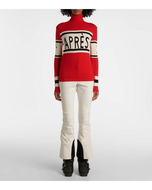 Perfect Moment Red Apres Intarsia Wool Turtleneck Sweater