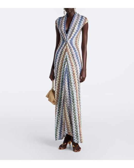 Missoni White Lame Gathered Maxi Dress