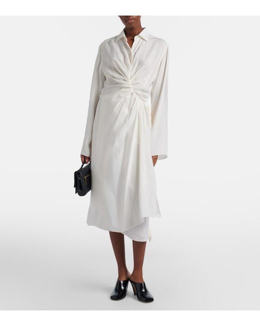 Maison Margiela White Draped Midi Dress