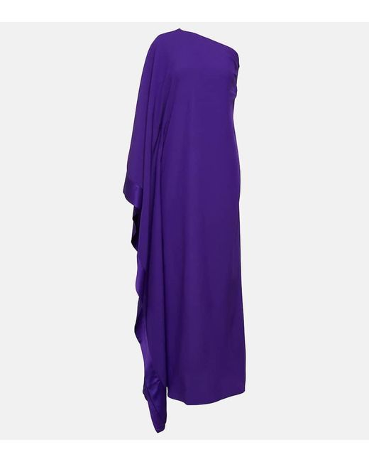 ‎Taller Marmo Purple One-Shoulder-Robe Betsy aus Crepe