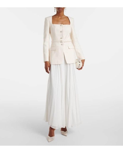Robe Longue En Mousseline Self-Portrait en coloris Natural