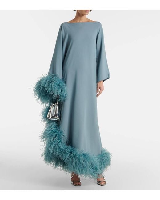 Vestido De Fiesta Ubud Extravaganza Con Plumas ‎Taller Marmo de color Blue