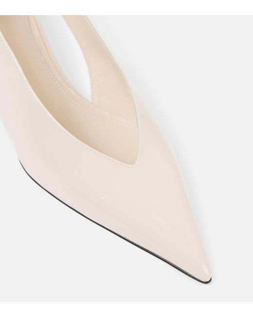 Totême  White Patent Leather Slingback Wedges