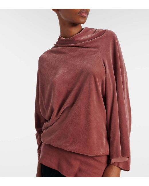 Rick Owens Red Draped Charmeuse Top