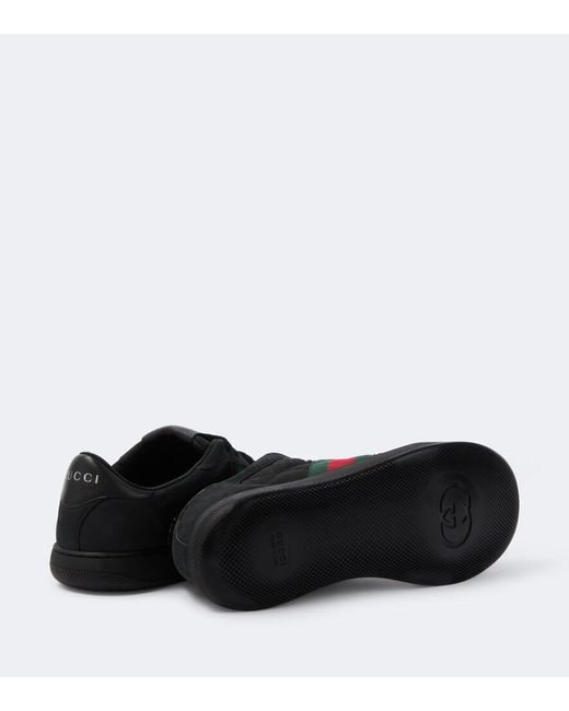 Gucci Black Screener Leather-Trimmed Sneakers for men