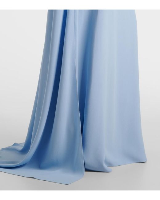 Markarian Blue Natasha Satin Cape Gown