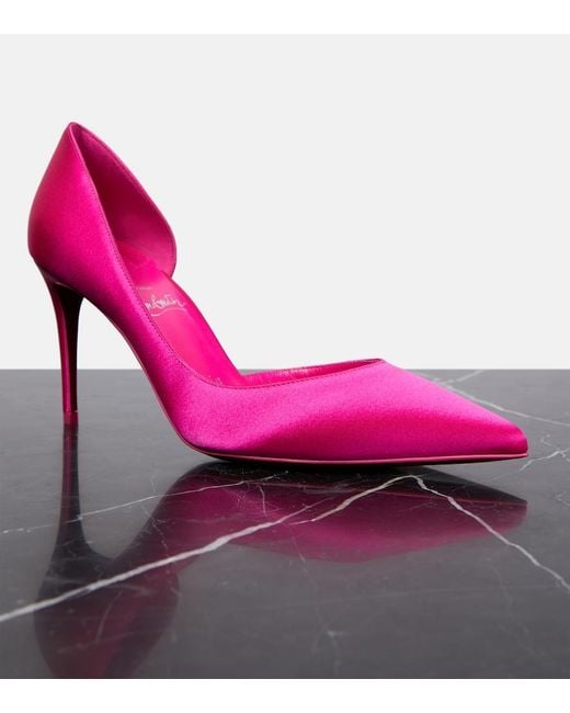 Christian Louboutin Pink Iriza 85 Silk Satin Pumps