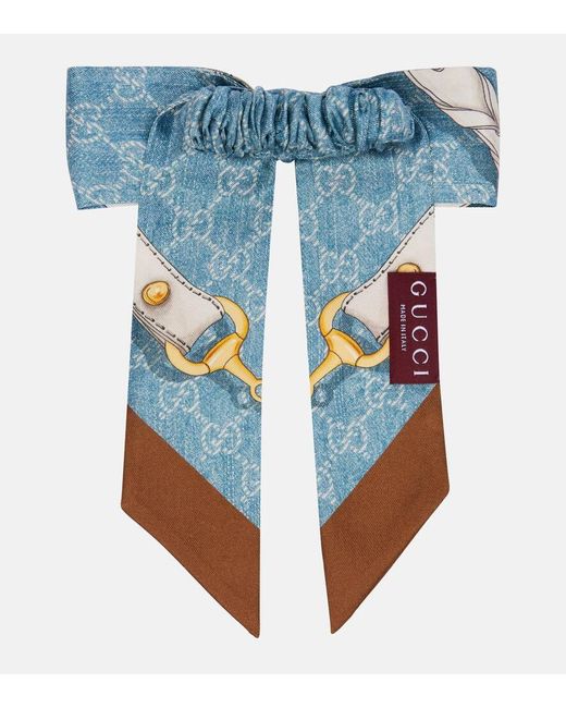 Coletero De Seda Con Horsebit Gucci de color Blue