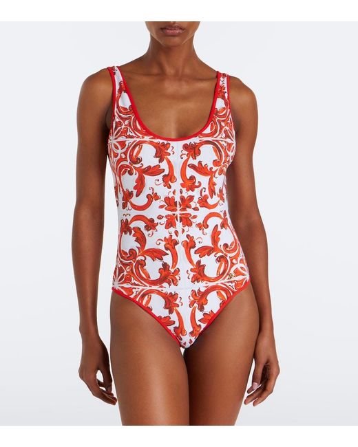 Dolce & Gabbana Red Majolica Swimsuit