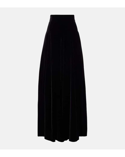 Max Mara Black Cotton Velvet Maxi Skirt