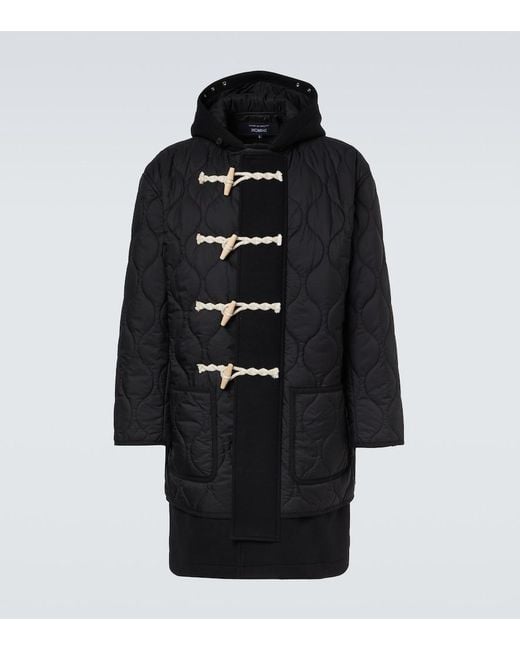 Comme des Garçons Black Quilted Wool Duffel Coat for men