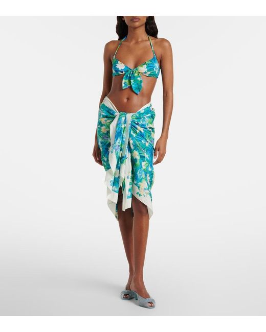 Chloé Blue Floral Cotton Beach Cover-Up
