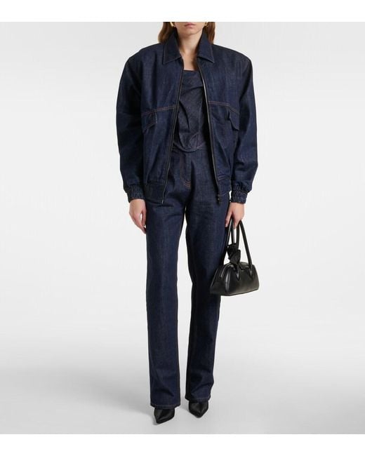 Magda Butrym Blue Oversized Denim Bomber Jacket