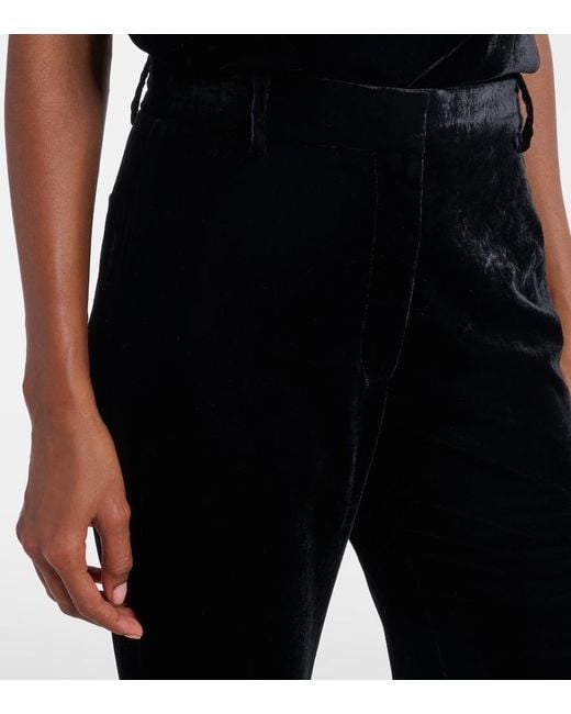 Nili Lotan Black Effy High-Rise Flared Velvet Pants