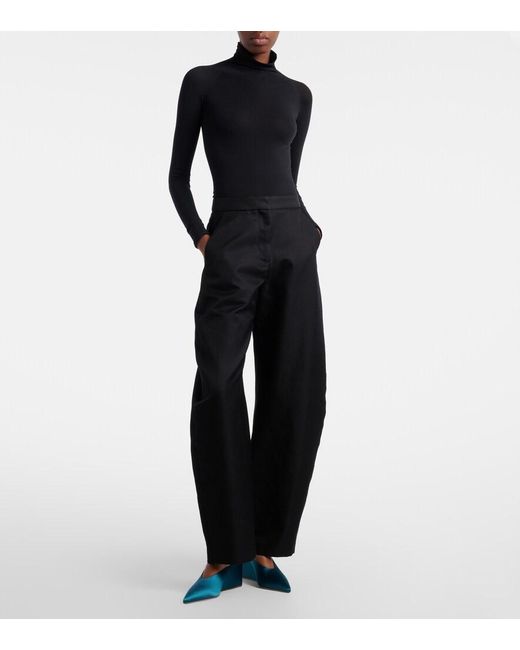Alaïa Blue Cube Satin Wedge Mules