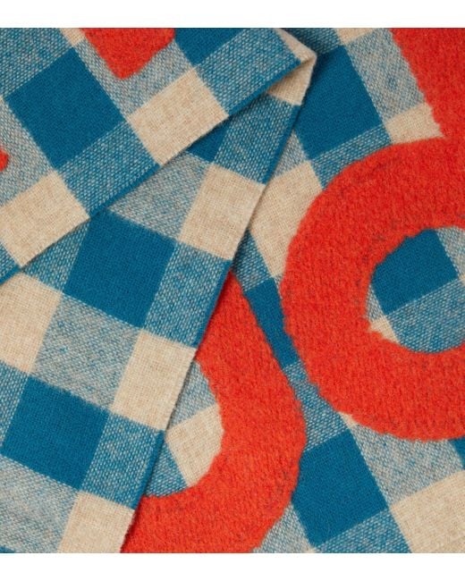 Echarpe en laine melangee a logo Acne en coloris Blue