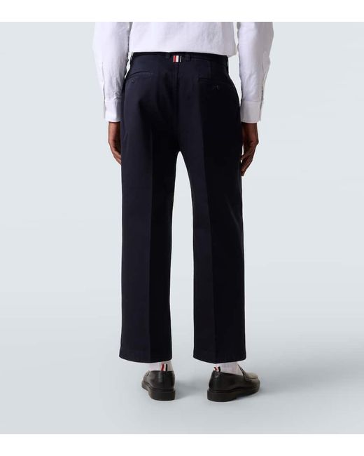 Thom Browne Gerade Hose Aus Baumwoll-Twill in Blue für Herren