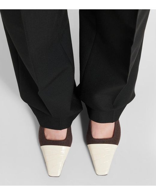 Tod's Brown Leather-Trimmed Canvas Slingback Pumps