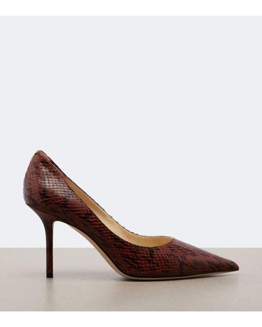 Jimmy Choo Brown Love Snake-Effect Leather Pumps
