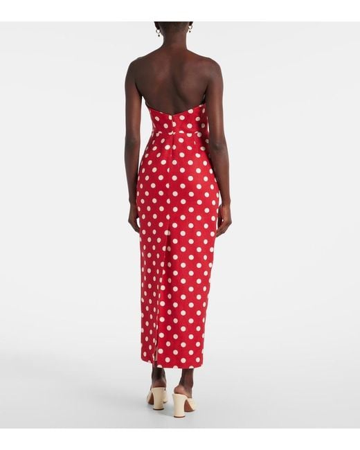 Posse Red Romeo Polka-Dot Linen Maxi Dress