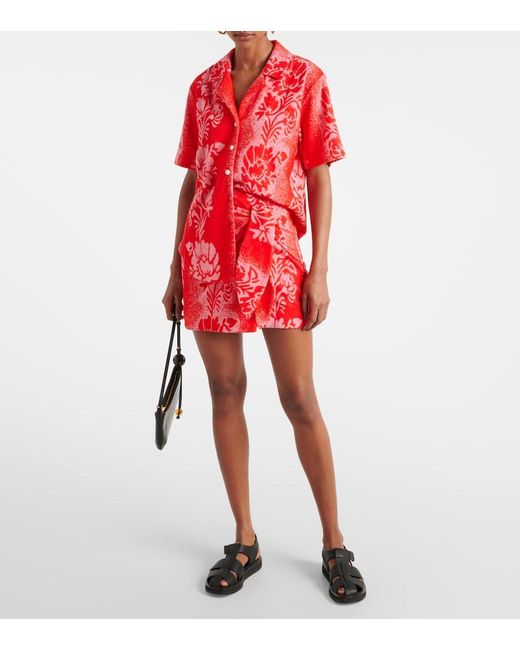 ALÉMAIS Red Martha Printed Cotton-Blend Shirt