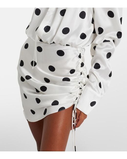 David Koma White Polka-Dot Silk Satin Minidress