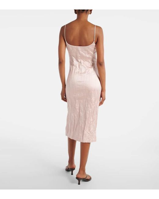 Abito Midi Con Applicazione Floreale di Blumarine in Pink