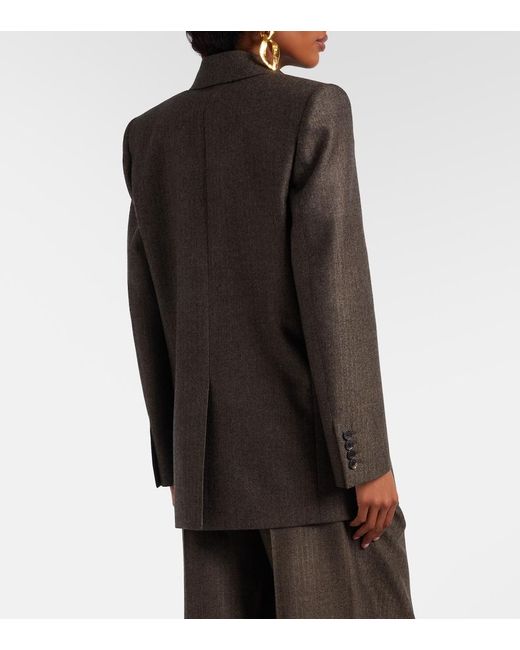 Saint Laurent Black Herringbone Double-Breasted Wool Blazer