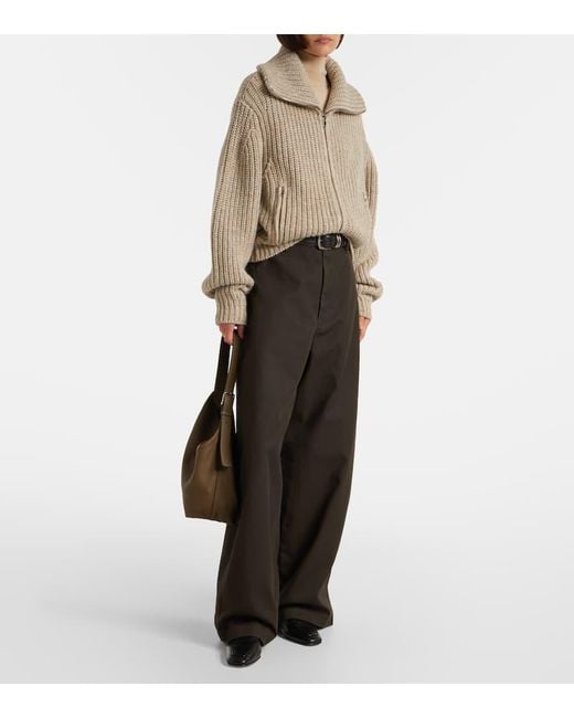 Lemaire Black Weite High-Rise-Hose Aus Twill