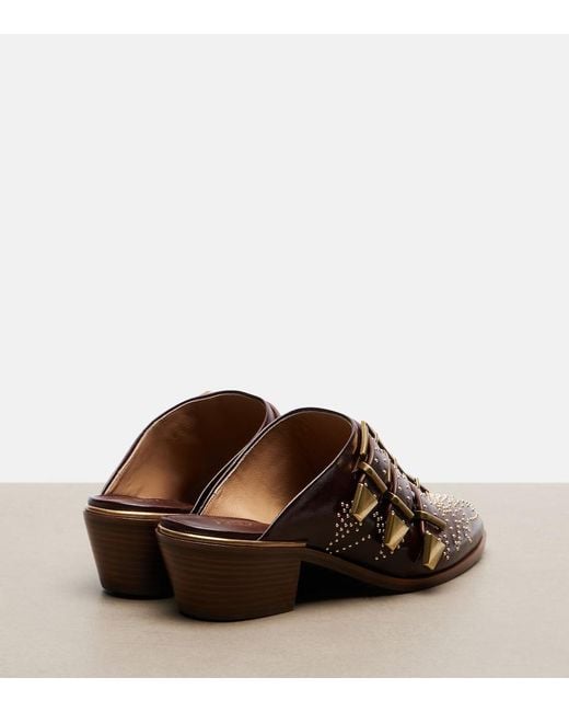 Chloé Brown Susan Studded Leather Mules