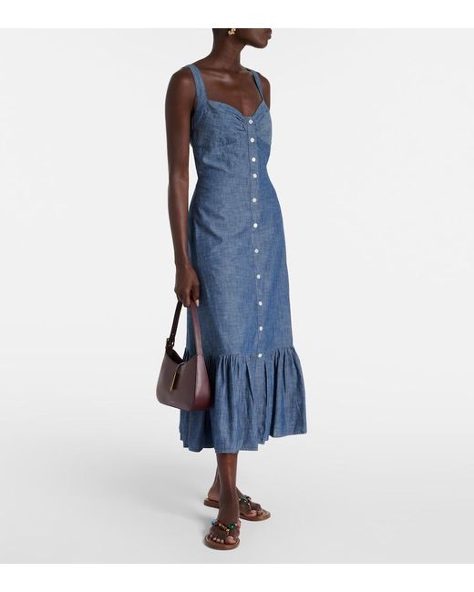 Polo Ralph Lauren Blue Cotton Chambray Maxi Dress