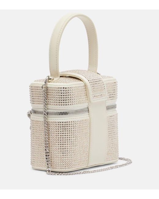 Self-Portrait White Schultertasche Aus Satin Mit Kristallen