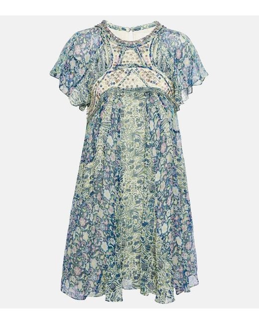 Isabel Marant Blue Odile Printed Silk Minidress