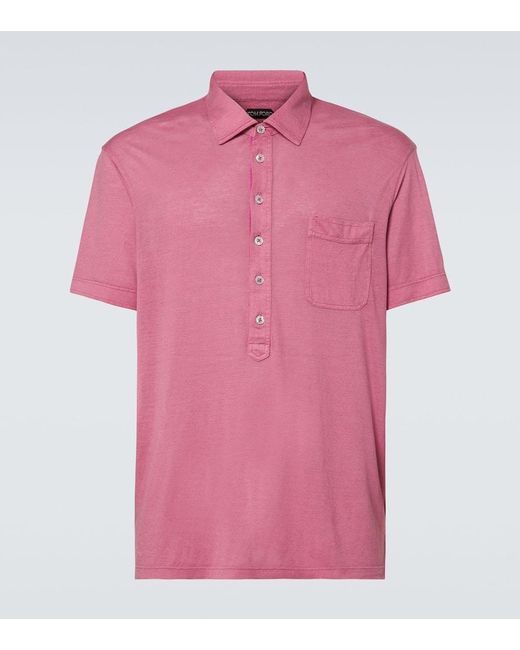 Tom Ford Pink Silk And Linen Polo Shirt for men