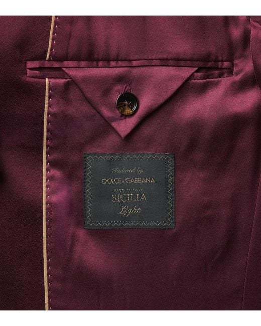 Dolce & Gabbana Red Cotton-Blend Velvet Tuxedo Jacket for men