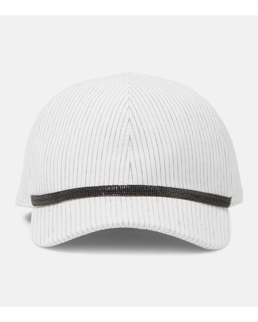 Brunello Cucinelli White Linen And Cotton Baseball Cap