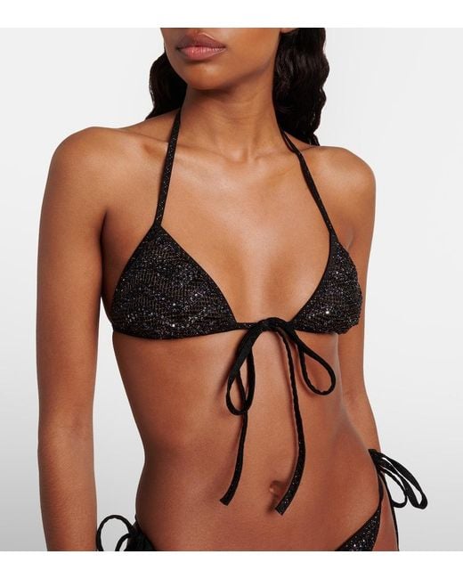 Missoni White Zigzag Sequined Lame Bikini