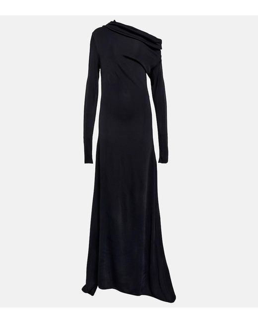 Ferragamo Blue One-Shoulder Jersey Gown