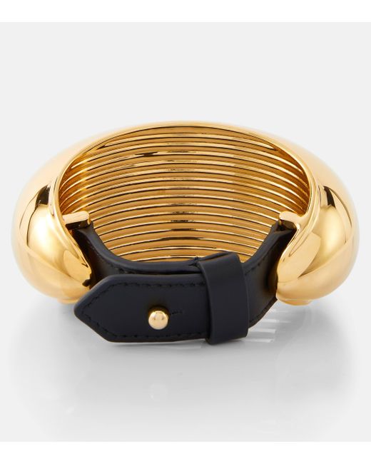 Alaïa Metallic Bumper Leather-trimmed Cuff Bracelet