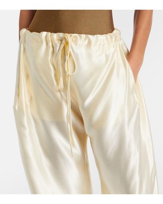 Khaite Natural Rohen Satin Wide-Leg Pants