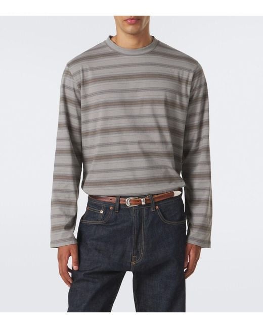 Our Legacy Gray Box Striped Cotton Jersey T-Shirt for men