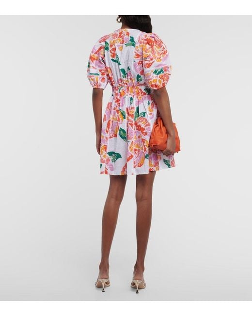 Poupette Red Reina Printed Cotton Minidress