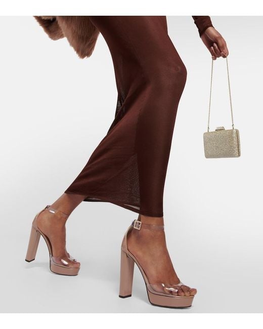 Jimmy Choo Natural Albi 120 Pvc And Leather Platform Sandals
