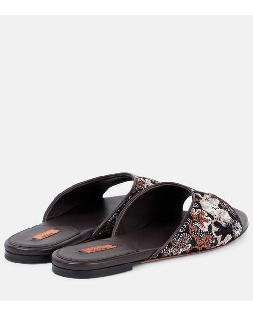 Missoni Black Lame Leather Mules