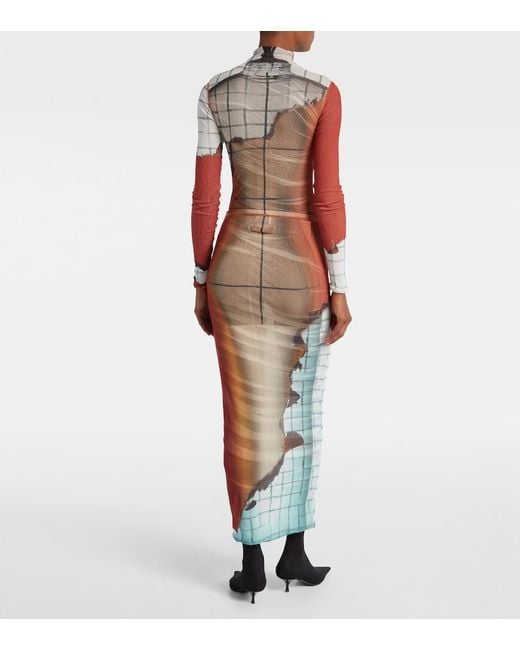 Jean Paul Gaultier Green Fire Tulle Maxi Skirt