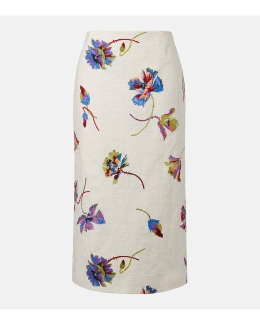 LaDoubleJ White Floral Cotton Pencil Skirt